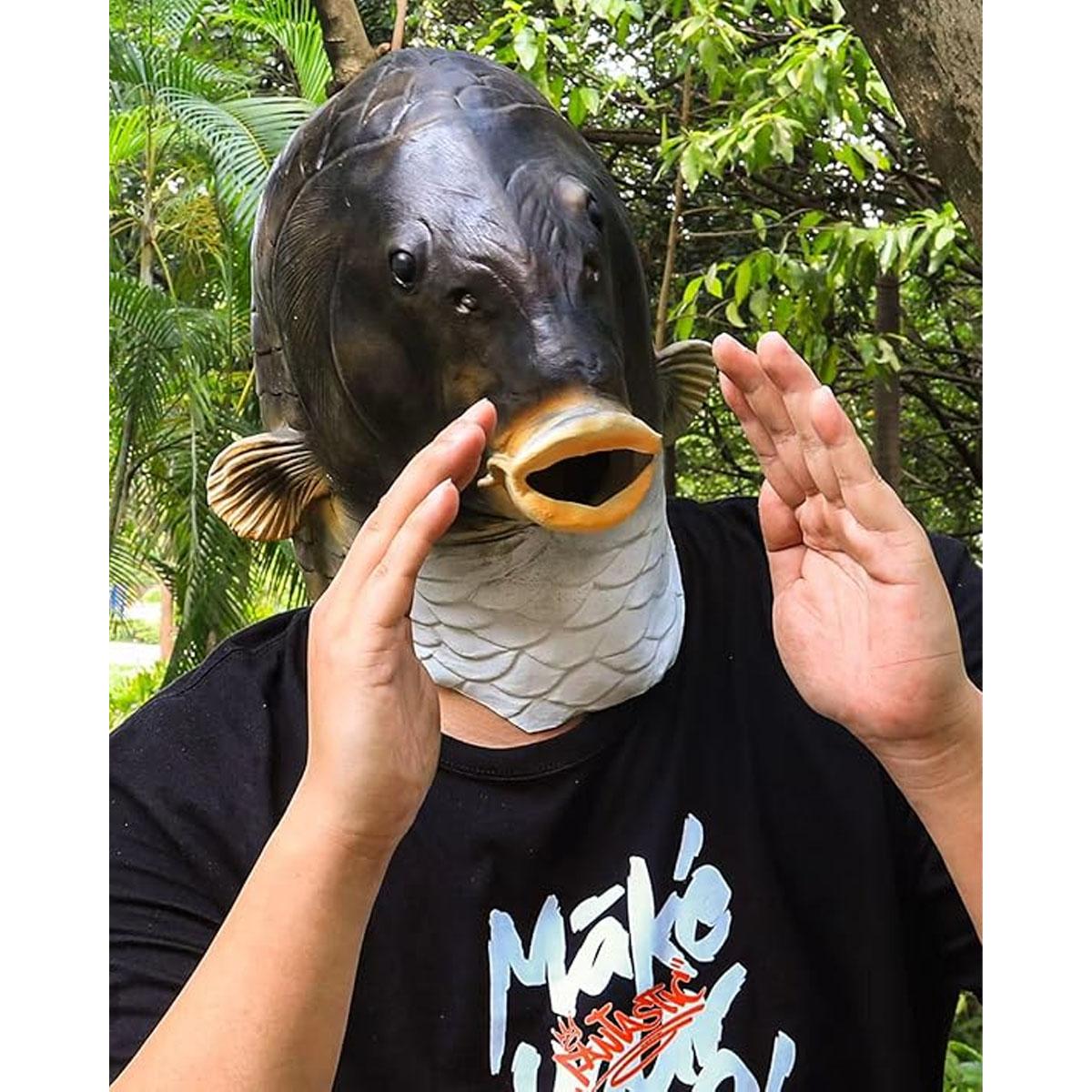 halloween accessory whimsical design mask,Realistic Animal Fish Mask - Halloween costume and fun full head latex mask cosplay helmet fish face costume party props