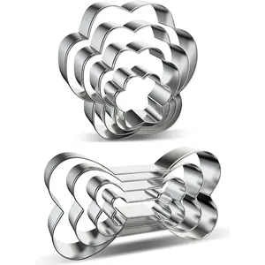 Dog Bone and Dog Paw Print Cookie Cutters Baking Set, Azflyife 8 Pieces Stainless Steel Metal Biscuit Cookie Mold for Homemade Treats azflyife