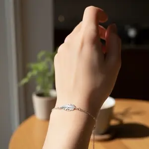 Elegant Feather Design 925 Bracelet for Women