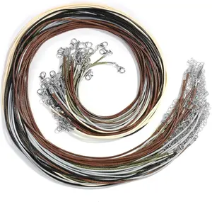 Necklace Cord, 50Pcs Necklace String Rope with Clasp, 24 Inch Waxed Cotton Cord Necklace Bulk for Charms Pendants, Bracelets, Necklaces, Jewelry Making Supplies and Beading Supplies