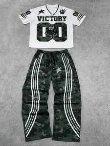 Men's Tiger Print Drop Shoulder Tee & Striped Print Trouser  Two-piece Set, Regular Fit Casual Fashion Cozy Breathable Two Piece Outfits for Daily Outdoor Wear, Men Clothes for All Seasons