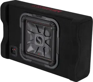 Kicker 49L7TDF122 Sealed Downward-Firing Enclosure with L7T 12" Shallow-Mount Square Underseat Car Subwoofer, Subwoofer Underseat Audio Speaker
