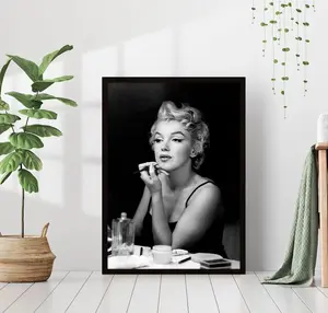 Marilyn Monroe Makeup Famous Movie Actress Print Black and White Retro Vintage Classic Fashion Photography Printed Wall Art