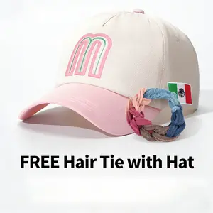 This unisex Mexican baseball cap, in pink and adorned with flag embroidery, features an adjustable strap and breathable cotton fabric, making it an ideal choice for casual wear and Mexican cultural attire.Bonus Hair Tie |   Only Shipped With Hat