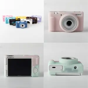 Soft silicone rubber camera body protection case, suitable for Sony ZV-1F, ZV1F, ZV-1 II, ZV1II, ZV-1M2, ZV-E10, ZVE10, Z30 and other models of cameras. The surface of the protection case has a skin-like texture.