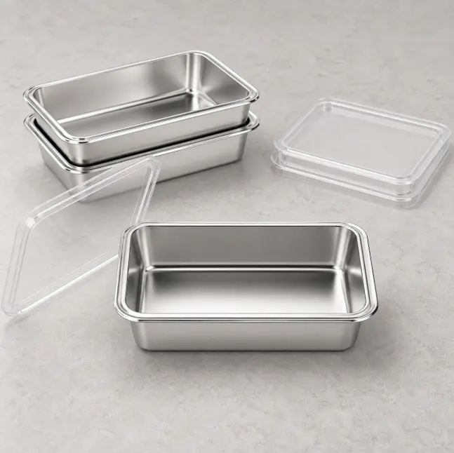 3-Pack Stainless Steel Food Storage Containers with Clear Lids, Reusable Stackable Meal Prep Containers, Metal Lunch Box for Work School, Bento Snack Containers, Kitchen Leftover Storage Set