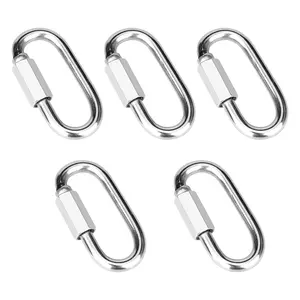 5 Pcs 2.3 Inch 304 Stainless Steel Heavy Duty Screw Chain Quick Links, Carabiner, 880LB Capacity Repair Utility Connector for Camping Outdoor Equipment Locking Hammocks Harness Leash Vmuter