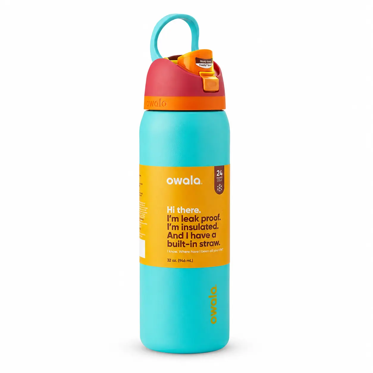 32-ounce leak-proof insulated water bottle features a built-in straw and keeps drinks hot or cold for 24 hours. It's perfect for moms, kids, and family members to stay hydrated at home, at school, in the gym, and during outdoor activities.