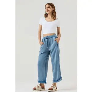 Dolphin Tail Wide Leg Mineral Washed Pants