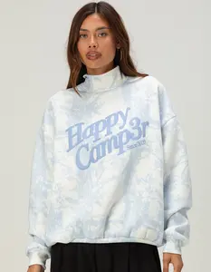 HAPPY CAMP3R Blue Camo Womens Mock Neck Sweatshirt