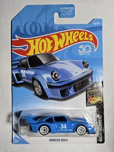 Hot Wheels 2018 50th Anniversary Nightburnerz Porsche 934.5 (Blue) - Carded with Protector