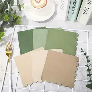 120 disposable napkins with 6 mixed solid color lace cocktails, soft and absorbent, suitable for wedding, birthday, and party decorations, Party Supplies