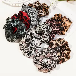 5Pcs Leopard Print High Stretch Scrunchies, Soft No Damage Non-slip Hair Tie for Women & Girls, Ideal for Thick Hair, Daily Wear, Casual Outfit & Street Style