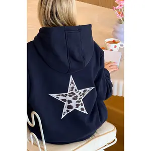 Beginning Navy Leopard Star Hoodie