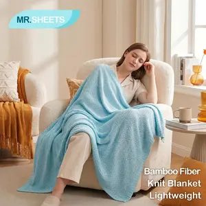 NTBAY Organic Bamboo Knit Blanket, Instant Cooling Blanket for Hot Sleepers, Breathable, Silky Soft Summer Throw