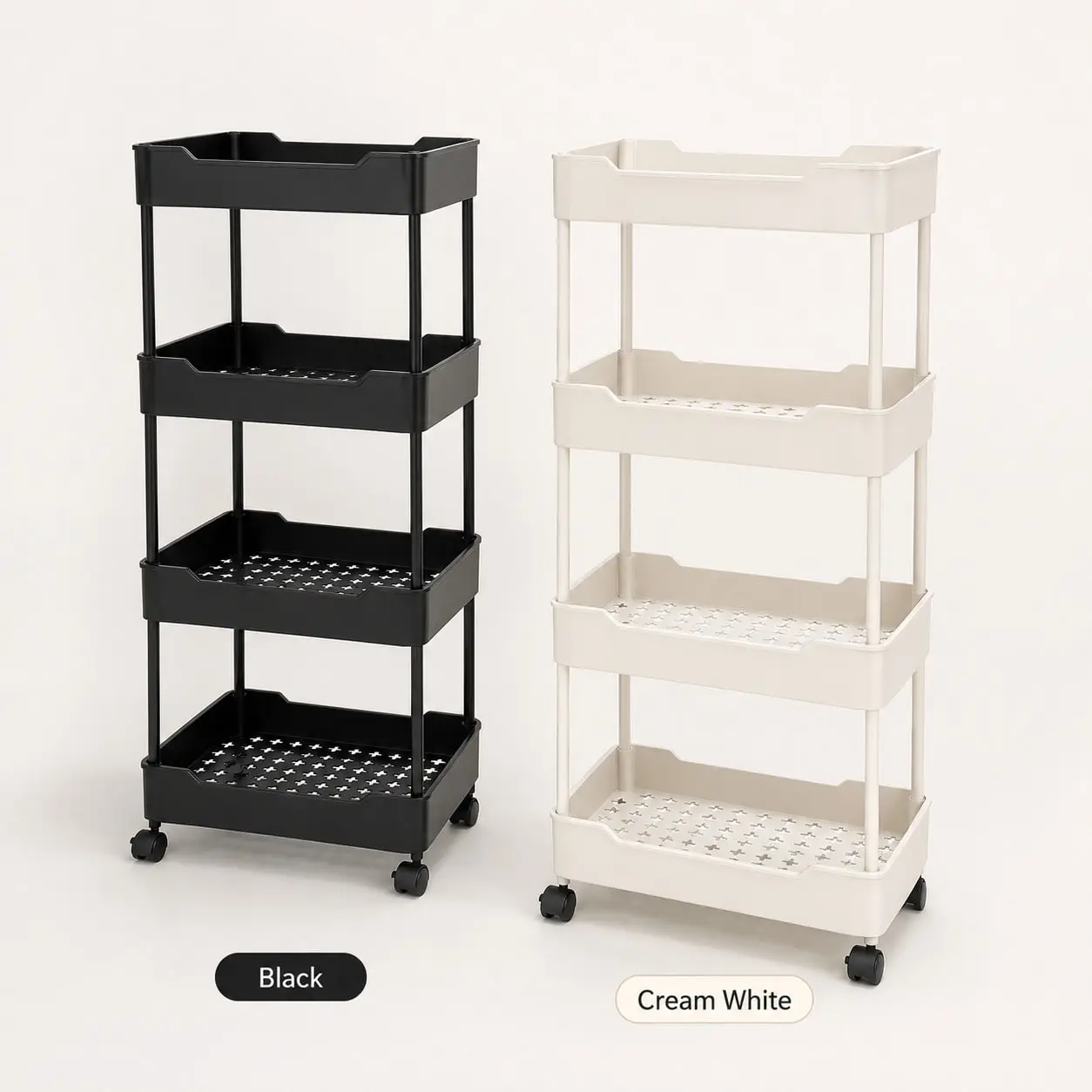 3/4-Tier Slim Rolling Storage Cart with Wheels - Narrow Utility Organizer Racks for Kitchen, Bathroom Shelf & Room Storage Organization