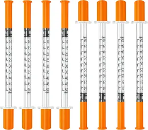 Syringes with needles for injection, 0.5mL 31G 5/16" (8mm) insulin syringes, Individually Wrapped, 100 Pack