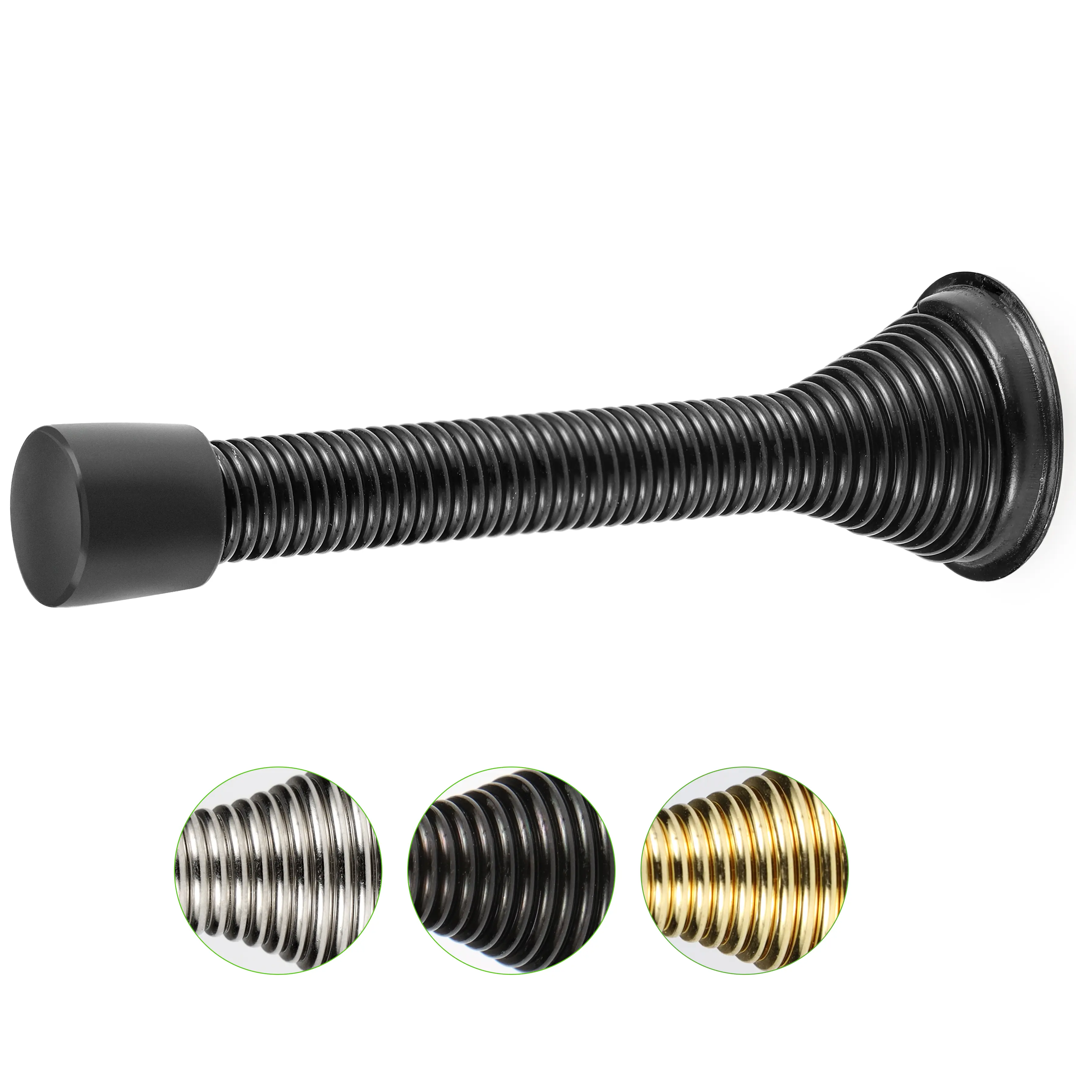 S.Y. Spring Door Stops 3-1/4" Heavy Duty Door Stop with Rubber Bumper for Wall Protection and Easy Installation