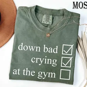 Comfort Colors Crying at the Gym Shirt - Down Bad, Pump Cover & Workout Tee