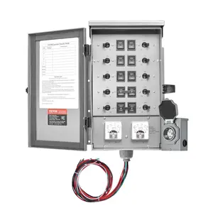 Summervibes VEVOR Manual Transfer Switch, 50-Amp 10-Circuit, Prewired Generator Transfer Switch Kit with CS6375 Plug Power Inlet Box, Double-Throw Switch, NEMA 3R, Mechanical Watt Meter, for 12500W Generators