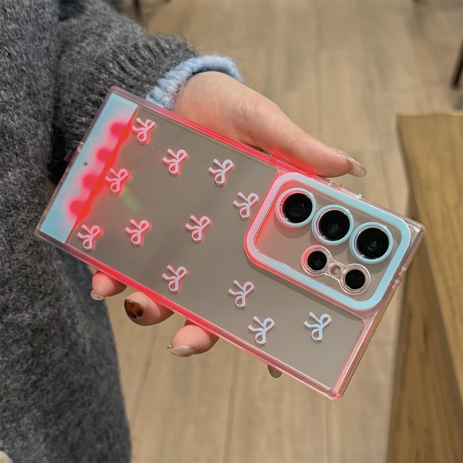 Light up Phone Case for Samsung Galaxy S26 s25 s24 Ultra Plus, Vibrant LED Bowknot Phone Case, Built-in LED Colorful Glowing Cell Phone Cover