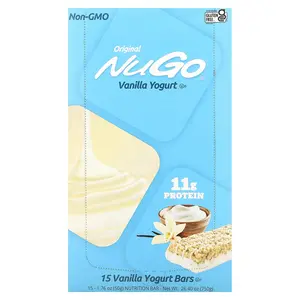 NuGo Nutrition Original Bar, Vanilla Yogurt, 15 Bars, 1.76 oz (50 g) Each