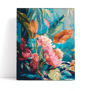 Paint by Numbers Kit for Adult, Jungle Blossoms, DIY Wall Art for Home Decoration, Handmade Craft, Meaningful Couple Keepsake, Gift, 40*50cm/16x20Inch