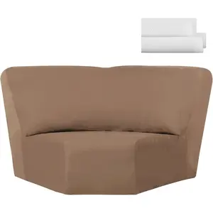 Corner Sofa Cover Stretch Corner Couch Cover Furniture Protector for Living Room Sectional Recliner Sofa Slipcover Reclining L Shape Couch Additional Seat(Light Brown,Milk Silk)