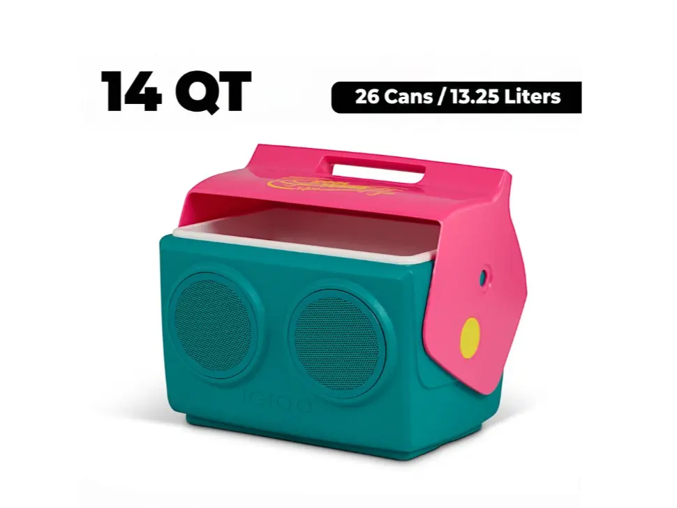 14QT Hard-Sided Cooler with Built-In Bluetooth Speaker, Portable Ice Chest, Jade