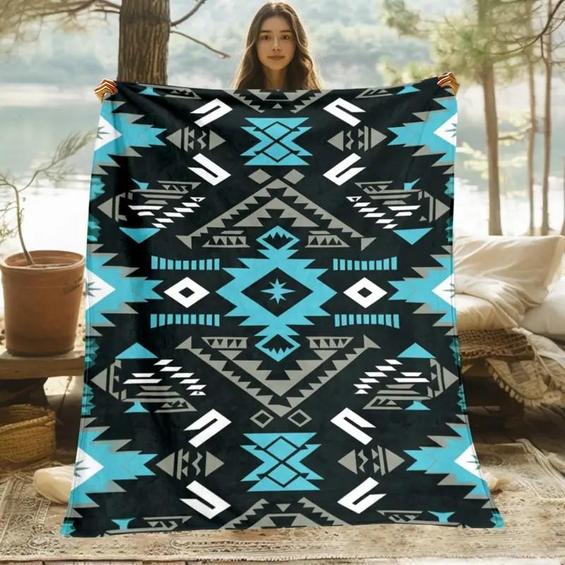【MECE】1pc Aztec pattern Blanket-Lightweight Home Furnishings Bedding Blanket 280gsm,Beds-Soft and Warm Fabric Digital Printed Blanket, Cute Blanket, Interesting Blanket,Suitable for Sofas Beds Travel Camping Living Rooms Offices Sofas Chairs