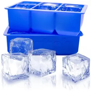 Large Cube  Ice Tray, 2 Pack by , Giant 2 Inch Ice Cubes Keep Your Drink Cooled for Hours - Cobalt Blue