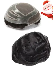 VERSALITE Men'S Toupee, Breathable, Durable, Lace Front & PU Human Hair Replacement System For Men, Natural Hairline, Comfortable & Secure Fit for Everyday Use, Hairpiece for Men, Versatile Hairpiece, Ideal Christmas Gift, Natural Wavy Hairpieces