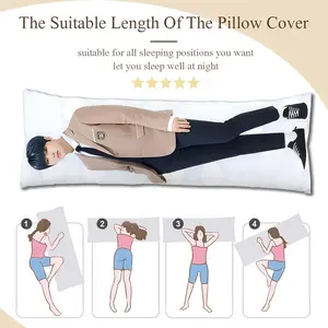 Custom Design Photos or Text Long Body Pillow Cover Personalized Love Photo Pillowcase Customize Birthday Gift Wedding Keepsake Cotton Cushion or Throw Pillow 20"x54" HD Print Soft