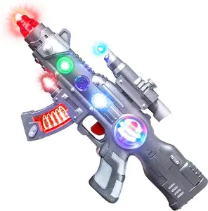 Light Up Spin Ball Blaster Toy Gun, 12.5" Assault Rifle with Thrilling Multicolor LEDs and Sound Effects, Batteries Included, Really Cool Play Gun for Boys and Girls, Great Gift Idea