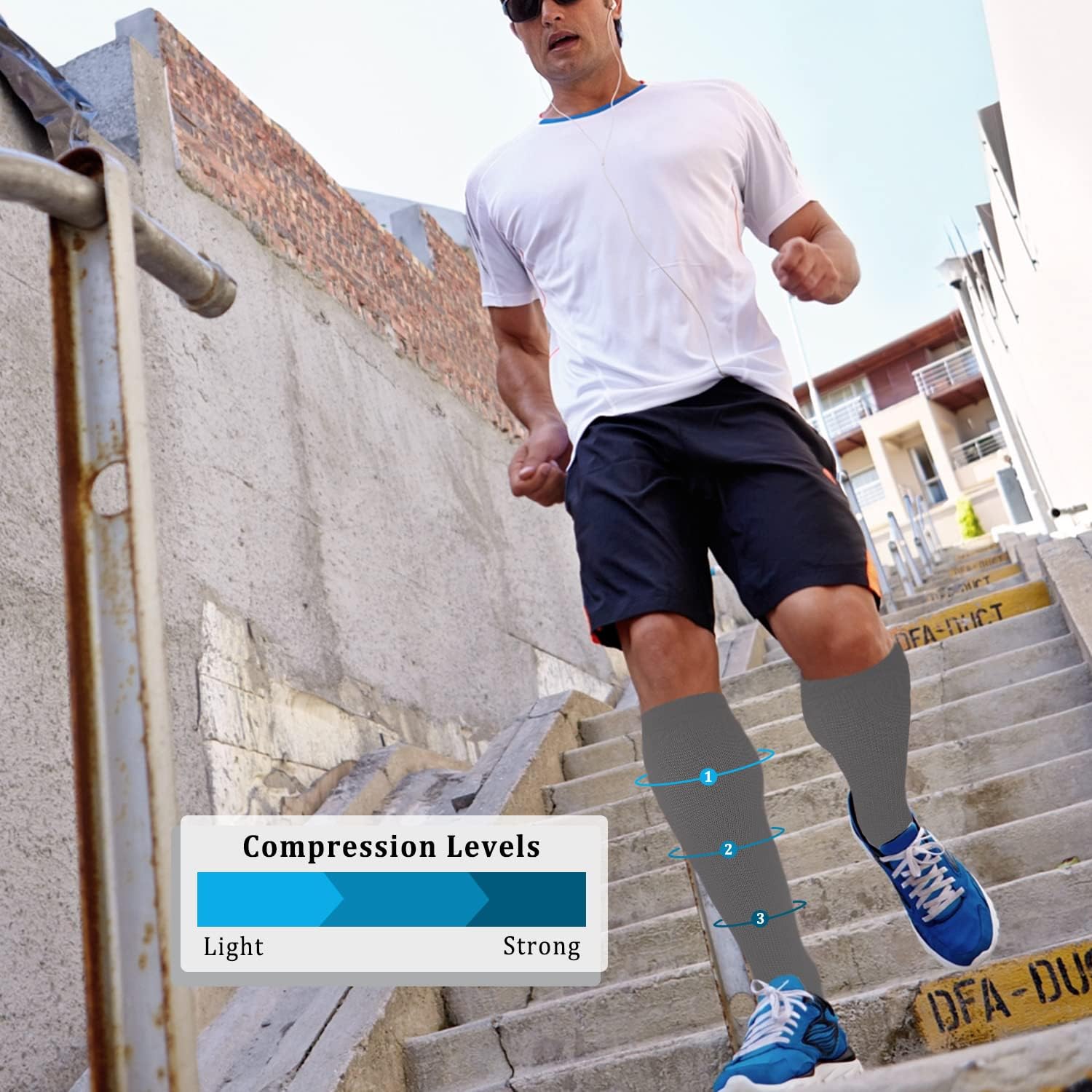 3/5 Pairs Compression Socks for Women and Men, Comfortable Knee High Socks, Breathable Stretch Nylon Cotton Blend for Running Cycling Work Travel, Everyday Athletic Socks Multi Pack