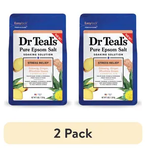 (2 Pack) Dr Teal'S Epsom Salt Magnesium Soak, Stress Relief with Ginseng & Ginger, 3 Lbs PDC Brands