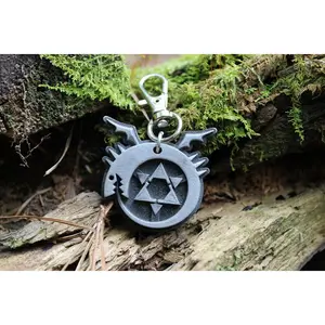 FMA Ouroboros Symbol Keychain / Necklace - Full Metal Alchemist Charms Crystal