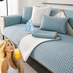 Cooling Sofa Cover for Summer, Pet-Friendly Sofa Protector, Sofa Slipcover, Non Slip Couch Protector, Breathable Couch Protector, Ice Silk Sofa Cover, Multiple Colors Available for 3-Seater Sofa