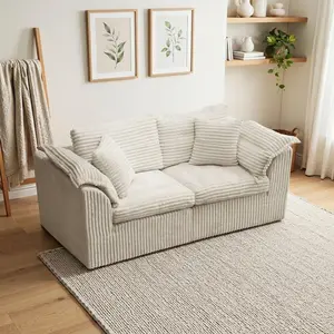 U-Shaped Boneless Modular Sectional Sofa Deep Seat Cloud Couch with Ottoman & Pillows Removable Covers Soft High Back Corduroy Velvet Living Room Furniture Beige White holiday Modern Bed