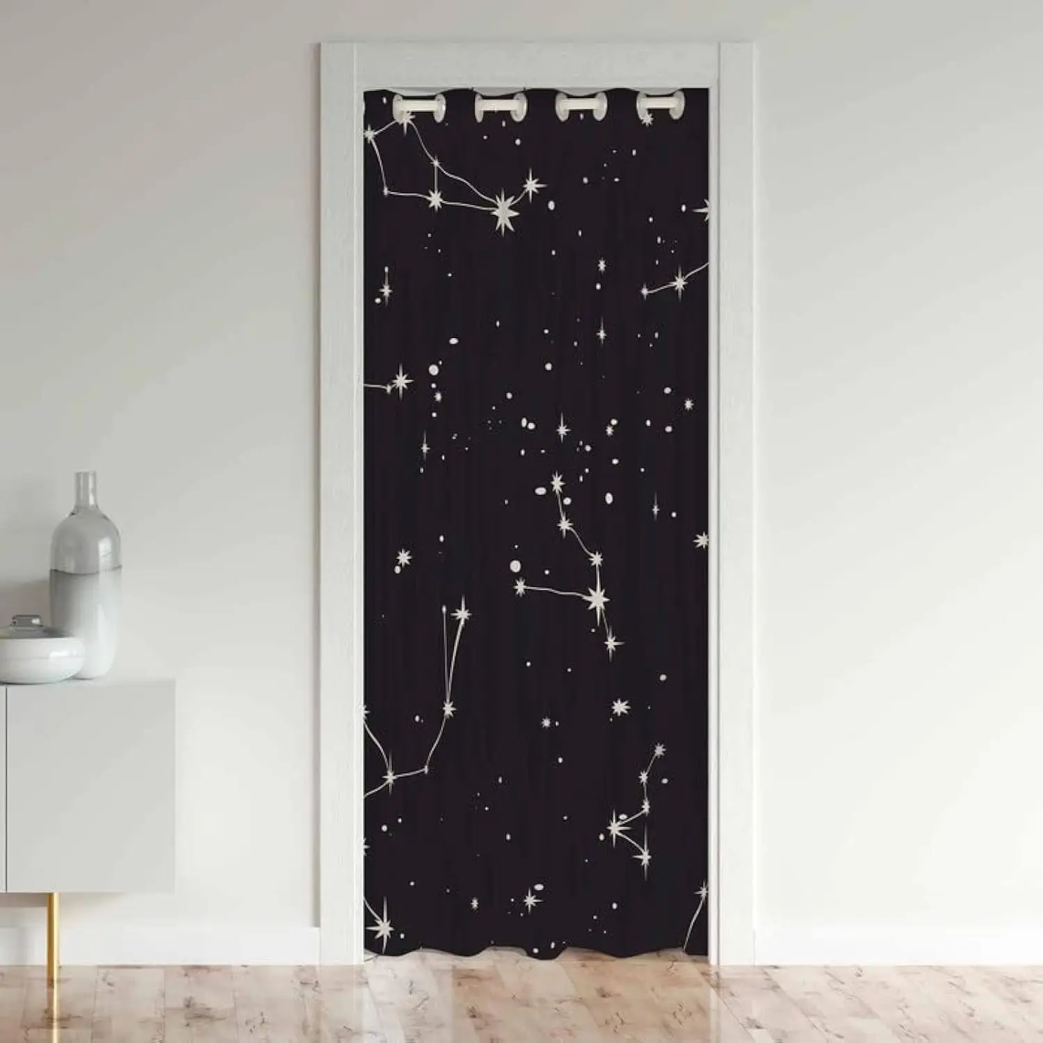 Feelyou Space Constellation Grommet Door Curtain - 30%-50% Blackout, Thermal Insulated, Home & Room Decor Curtain for Doorway Privacy, 1 Panel, W34 X L80, Grommet Curtains