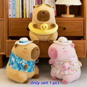 New Capybara Plush Toy with Flower Dress, Cute Summer Style Cuddly Stuffed Animal, Perfect Gift for Girls, Holiday & Party Gifts