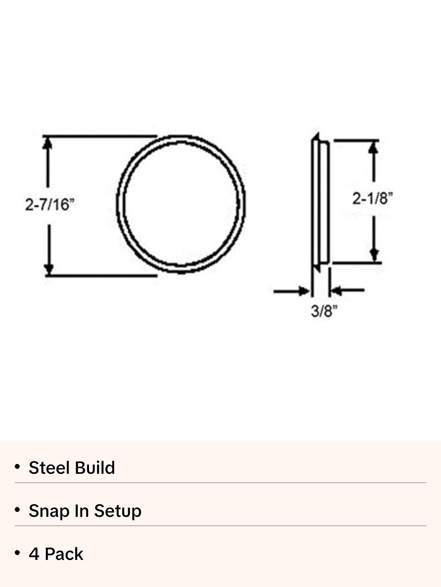 Nuk3y Easy Snap in Closet Door Finger Pull, 2-1/8" , 4 Pack