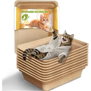 9-Pack Disposable Litter Boxes for Cats Leak-Proof 3/6/9/20/32 Odor Control Tray for Kittens Rabbits Travel Indoor Easy to Dispose of