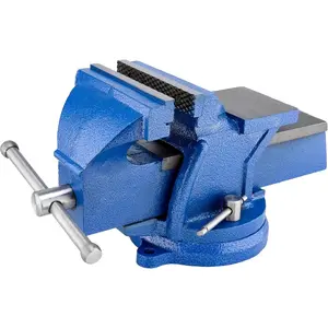HYCHIKA Combination Bench Vise 5 Inch, Combination Pipe Home Vise, 360 °   Swivel Base Clamps Fixed Tool for Woodworking, For Woodworking, Cutting Conduit, Drilling, Sawing, Blue