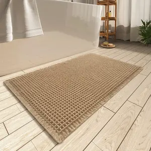 Waffle Bathroom Mat, Braided Design, Absorbent Non-Slip Surface, Ideal Bath Use, 1 Piece Pack, Water Absorbent Mat, Bathroom Decorative Mat