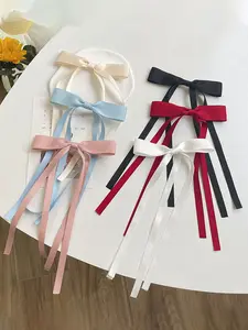 6 Piece Long Tail Ribbon Bow Hair Clips, Hair Clip Set, Elegant Metal Hairpins for Women and Girls of All Ages, Fashion Hair Accessories for Daily Wear