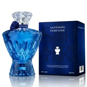 Valentine’s Day Gift for Him: Sapphire Men’s Perfume (75ML) - Fresh Wood Tone Scent: Citrus/Vetiver Top, Cedar/Grapefruit Heart, Frankincense/Sandalwood Base | Sleek Blue Crystal Bottle, Long-Lasting Masculine Fragrance
