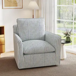 [summervibes] EBELLO Upholstered  Swivel Accent Reading Chairt with Backrest Cushion – Armless Modern Lounge Chair with Soft Seat and Wooden Legs for Bedroom, Living Room, Small Spaces, Easy to Assemble, vanity chair