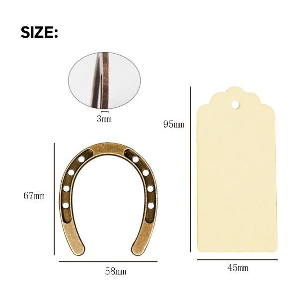 Lucky Horseshoe Gift Set 3PCS Metal Horseshoes with Tags Good Luck Decoration for Wedding Party Derby Décor
