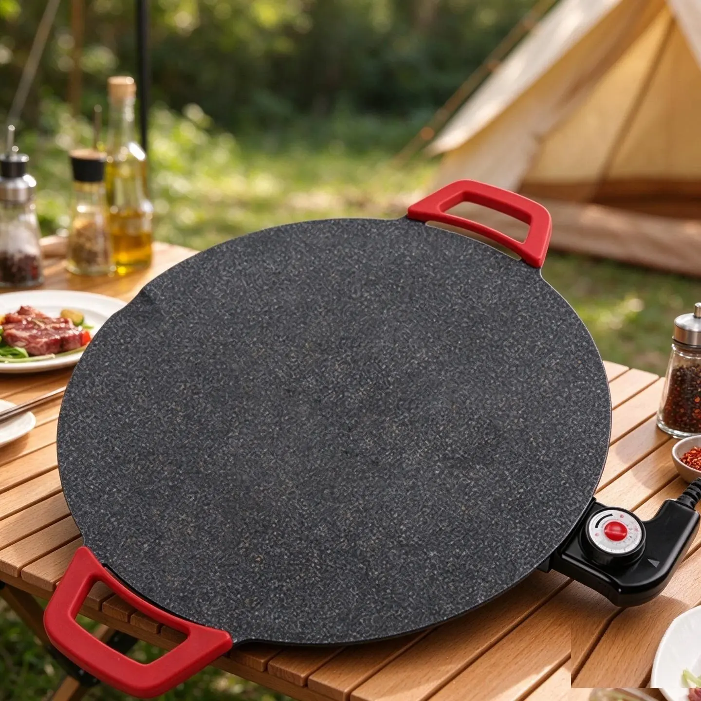Indoor Electric Smokeless Grill, Nonstick 12-Inch Aluminum Electric Griddle, Compact Tabletop Cooker With Versatile Cooking Options for Steaks, Pancakes, Burgers, Vegetables and Indoor Family BBQ Meals.nonstick grill pan